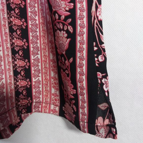 Loft Black And Pink Floral Stripe High Neck Sleeveless Tank Petite Size SP - Picture 5 of 9